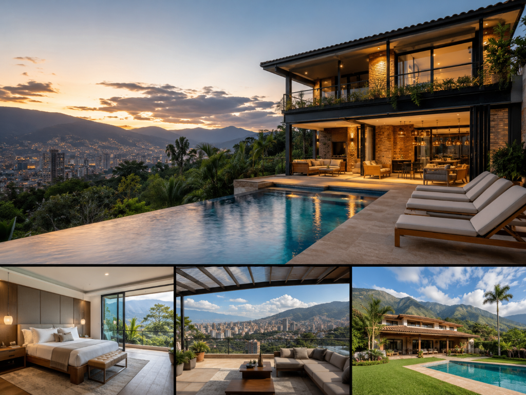 Premium Medellín accommodations with luxury apartment finca pool and mountain views