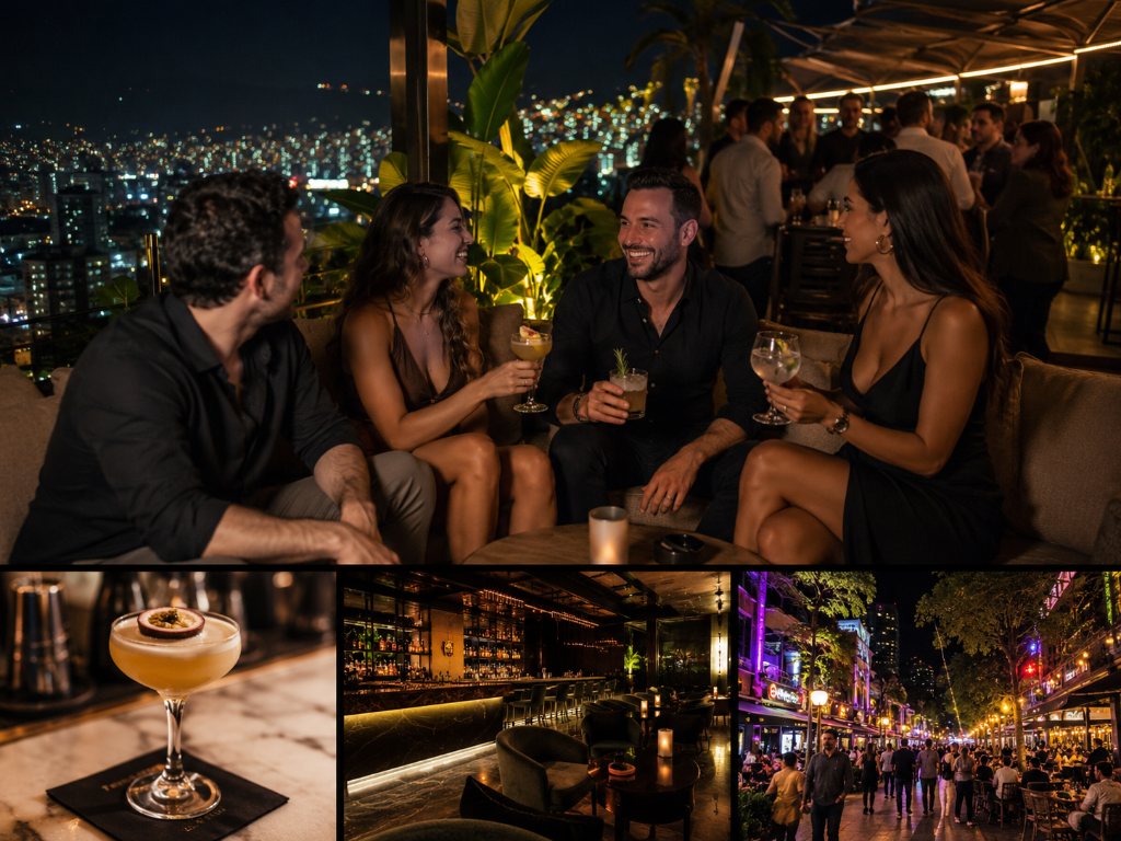 Private Medellín nightlife concierge experience with rooftop bars cocktails and Provenza nightlife