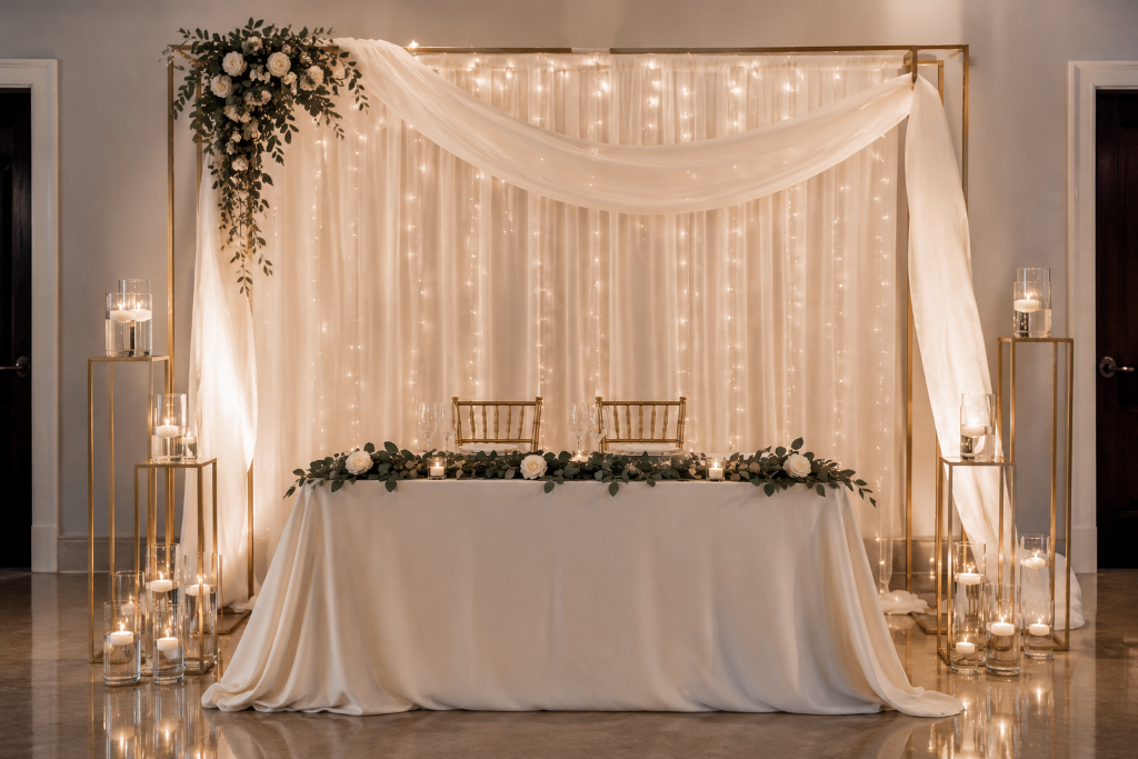 Luxury event design by HALLAKBALI® in Utah featuring elegant tablescape with candlelight and florals