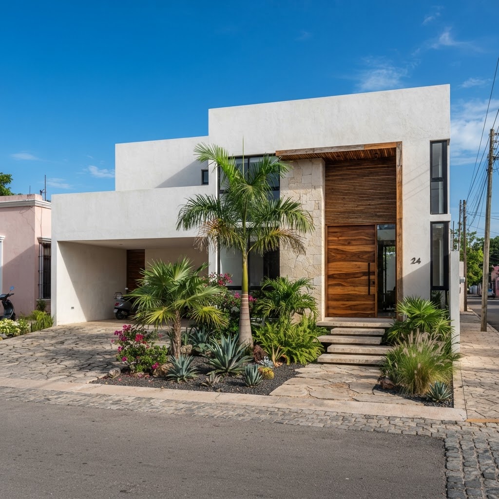 Fachada de casa moderna en Mérida, Yucatán