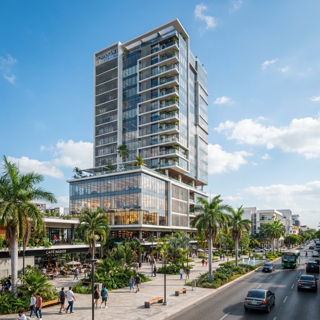 Torre de uso mixto comercial y residencial en Mérida