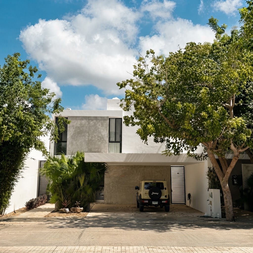 Interiores y espacios de la Casa Única en Residencial San José Tulipanes, Cholul, Mérida