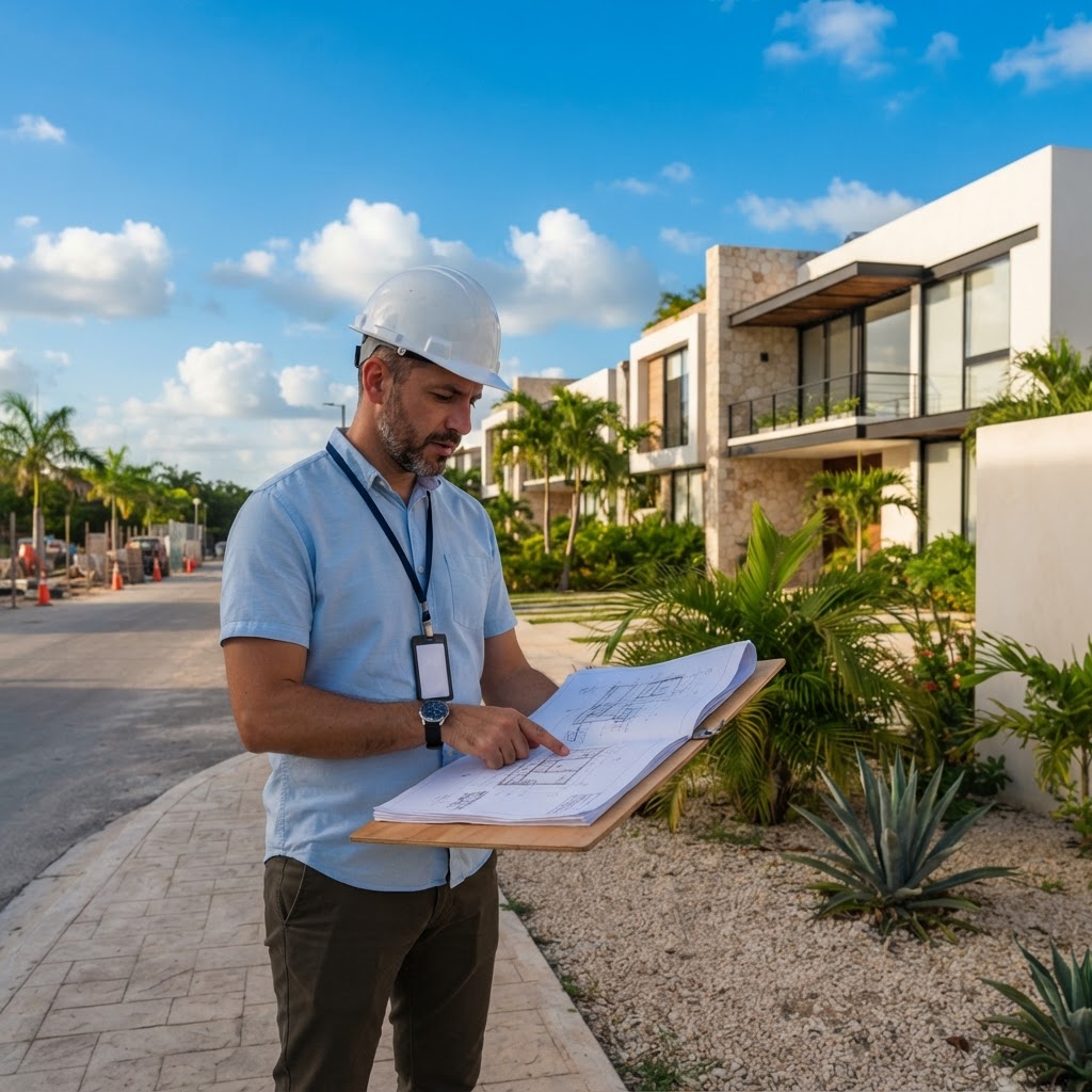 Arquitecto revisando planos de un desarrollo en Mérida
