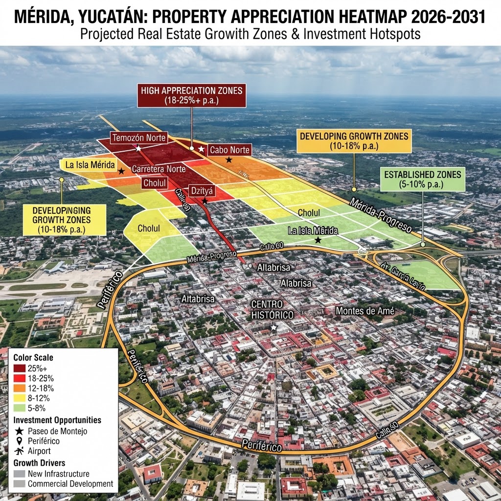 Zonas de plusvalía inmobiliaria en Mérida 2026