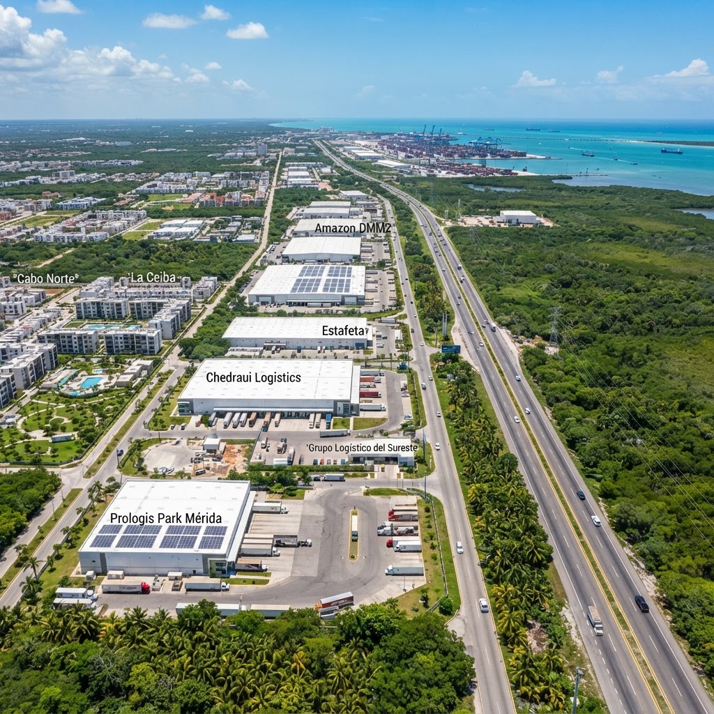 Vista Aérea de Desarrollo Logístico e Inmobiliario en Yucatán