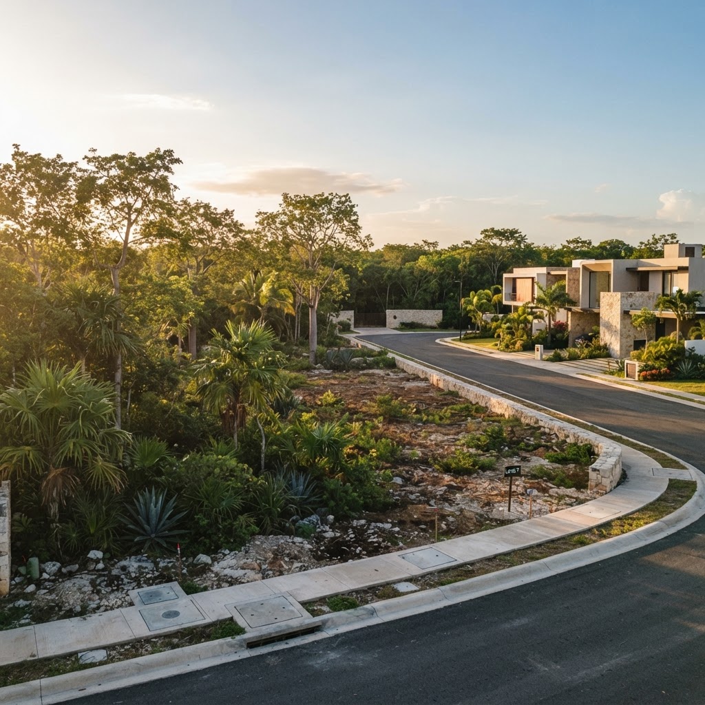 Terreno residencial en Cholul Yucatán con vegetación nativa