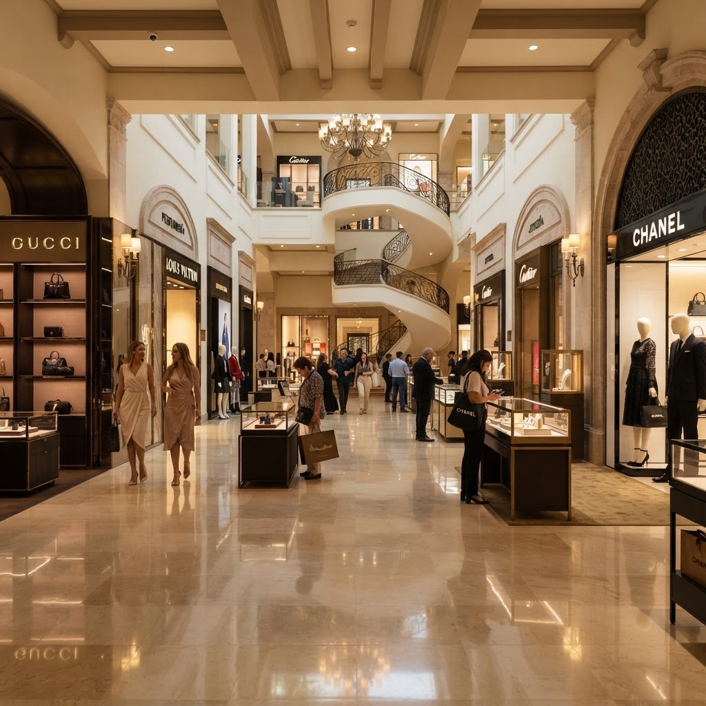Interior elegante de tienda de lujo y retail en Mérida Yucatán