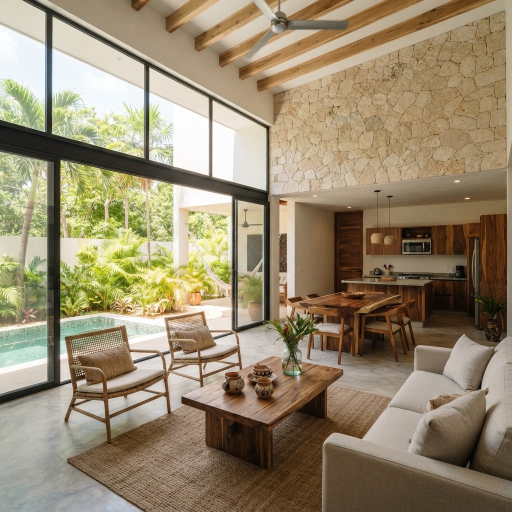 Interior de una casa nueva en preventa en Mérida norte