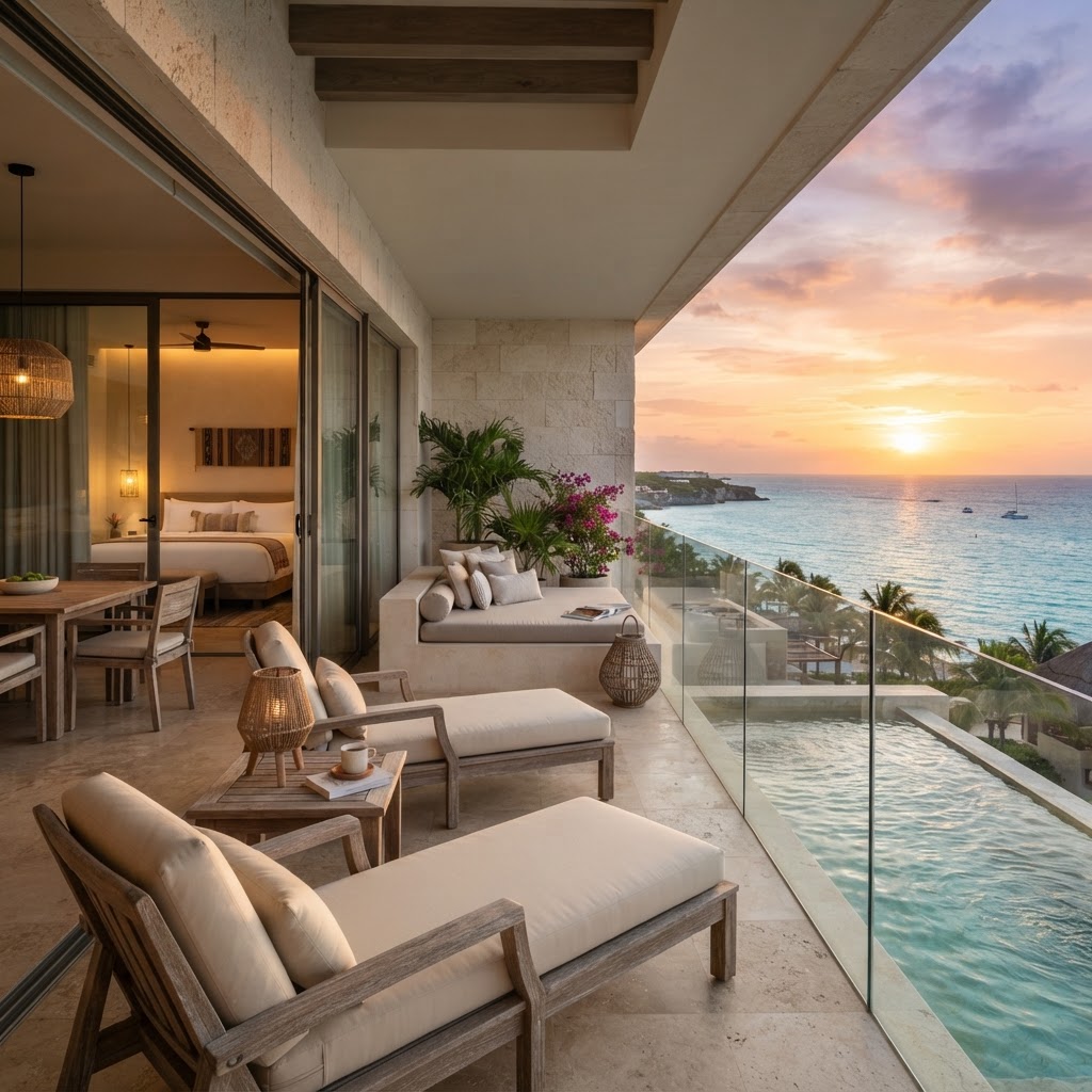 Balcón de Suite de Lujo Frente al Mar en la Costa Yucateca