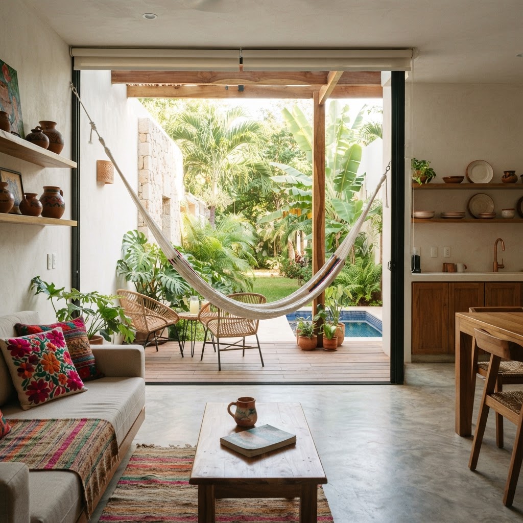 Interior de una renta vacacional en Mérida