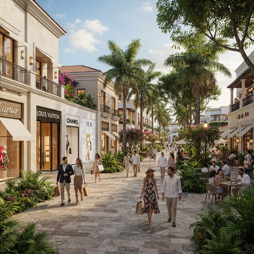 Avenida comercial vibrante en la zona norte de Mérida