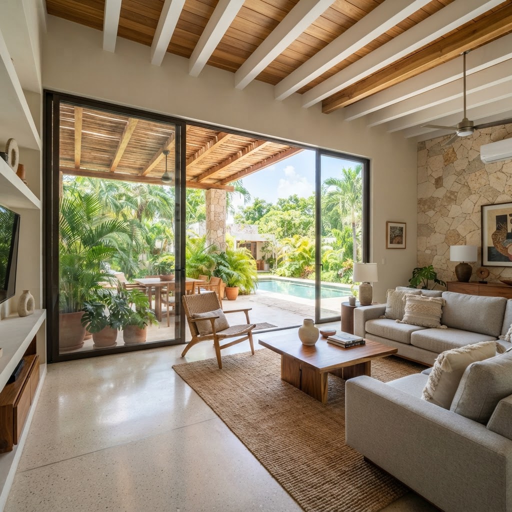 Interior contemporáneo de una casa en Altabrisa Mérida
