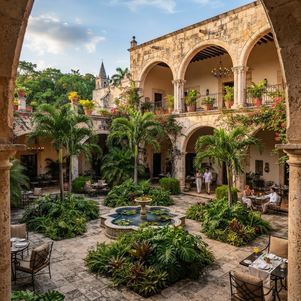 Hacienda histórica restaurada como hotel resort de lujo en Yucatán