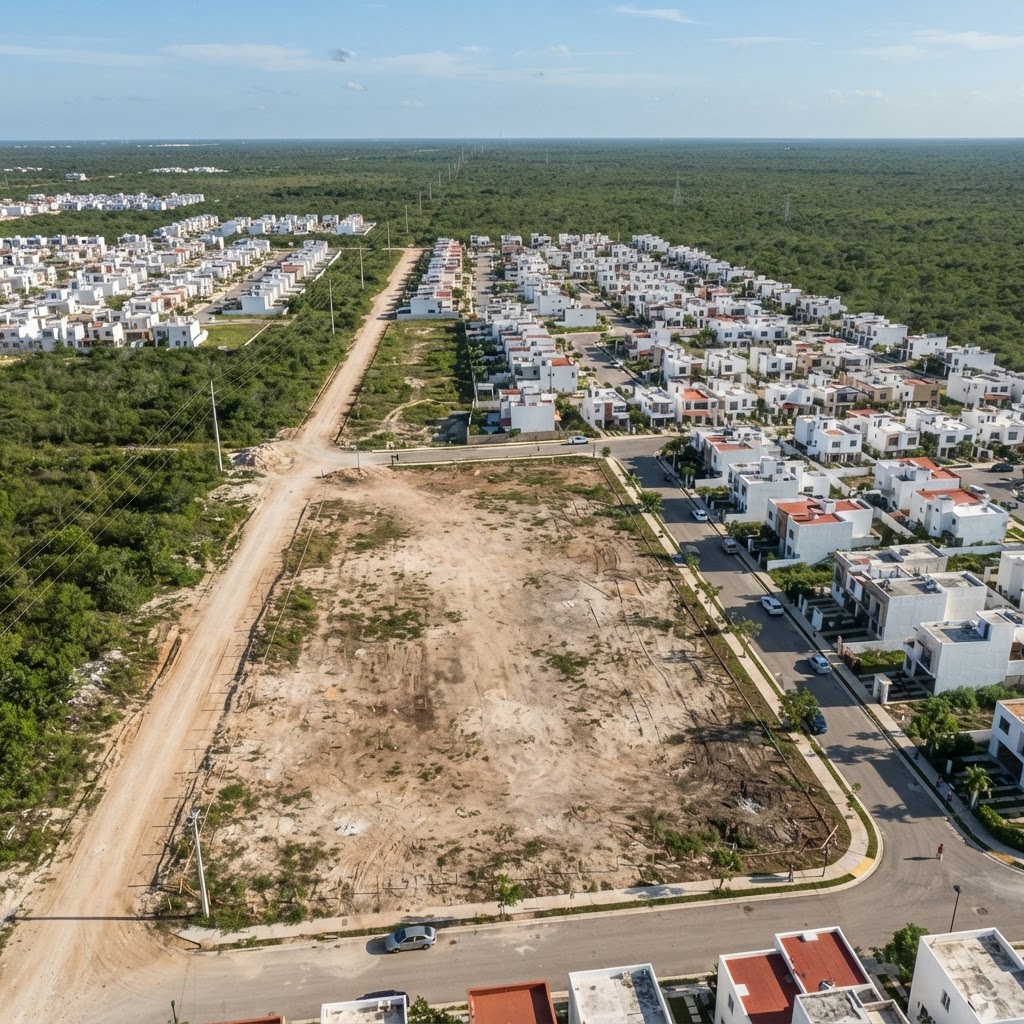 Lote comercial colindante con fraccionamientos al norte de Mérida