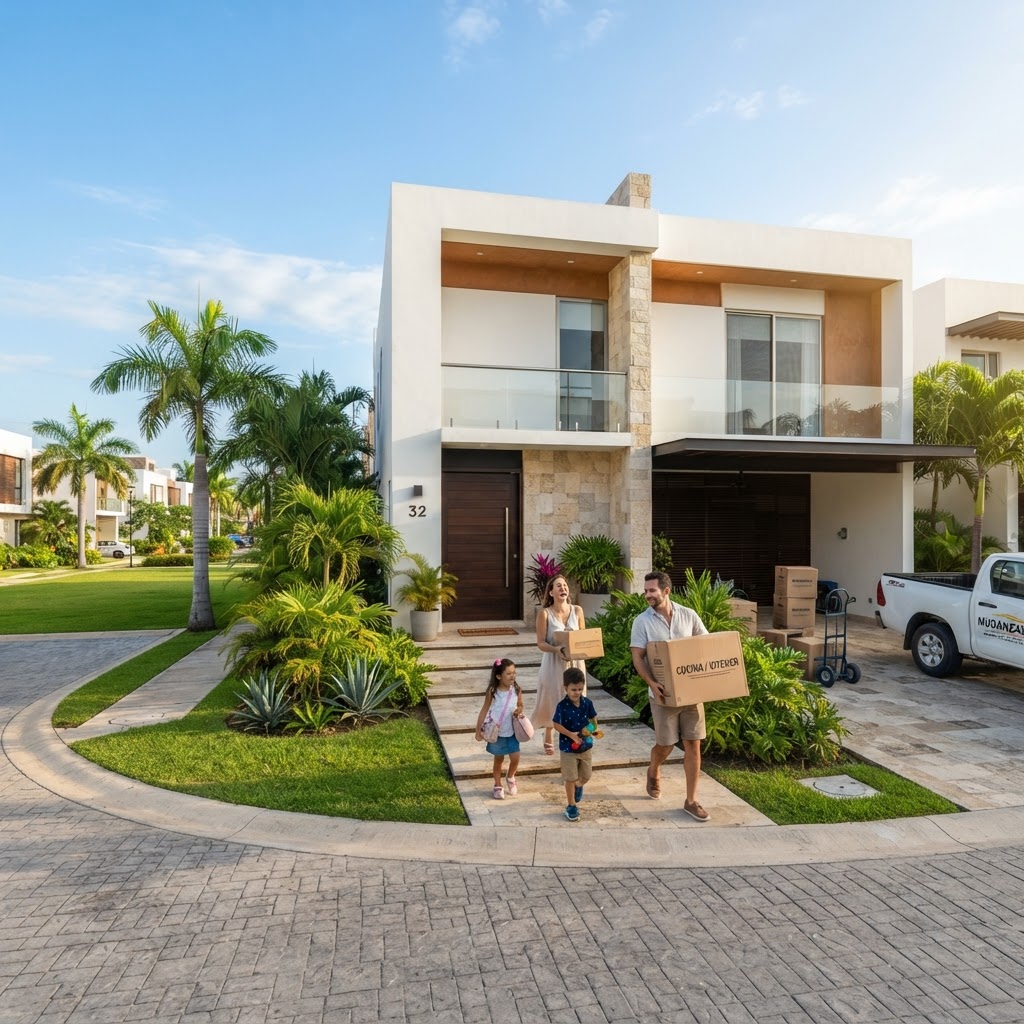 Familia recibiendo su casa nueva al término de una preventa en Mérida norte
