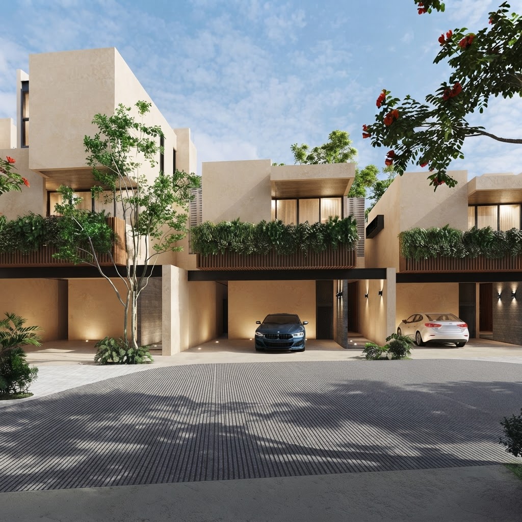 Arquitectura y diseño de las casas del desarrollo Hera en Mérida