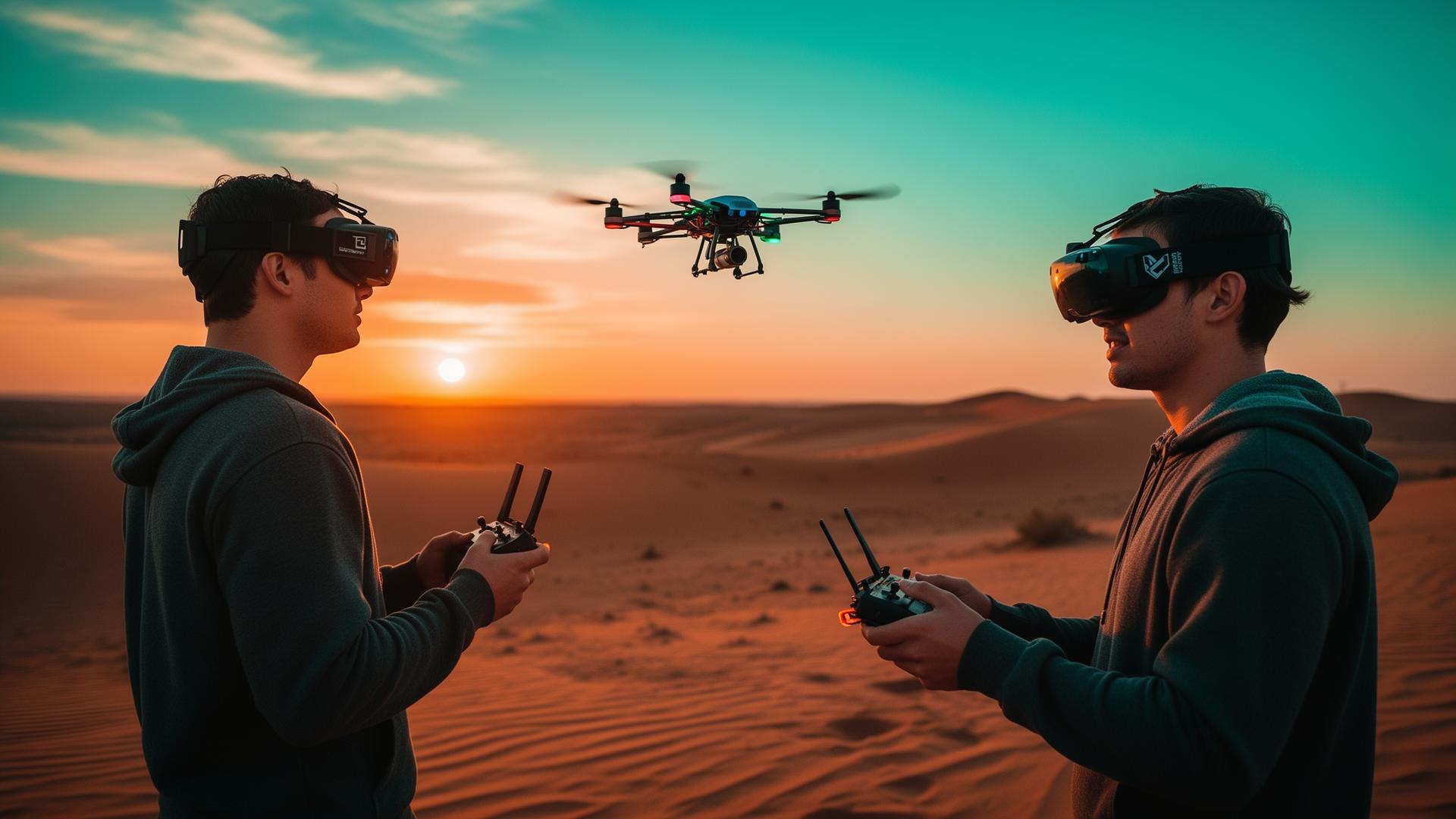 FPV pilots at sunset