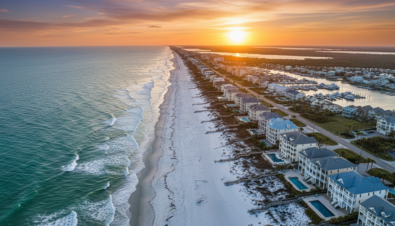 Gulf Coast coastline aerial view