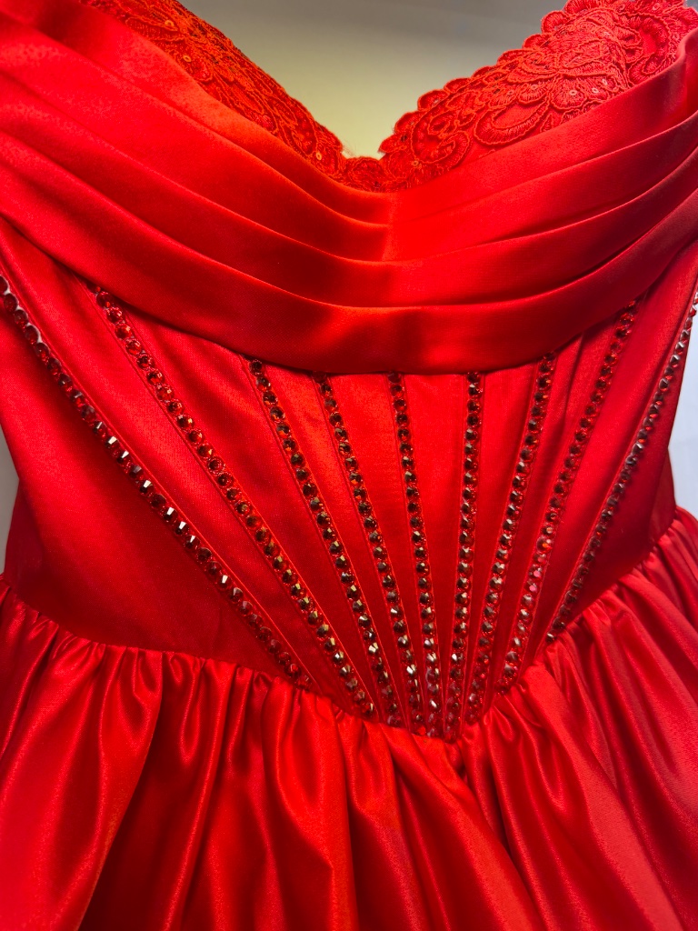 Red Rhinestone Corset Detail
