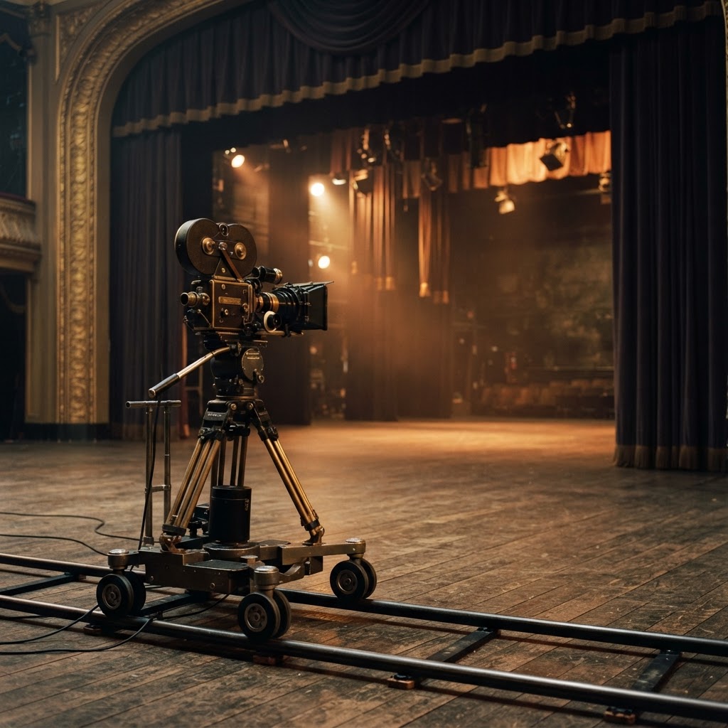 Escenario de teatro con cámara de cine