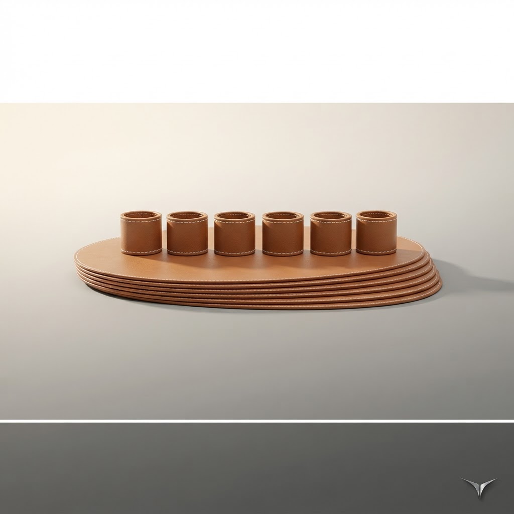 Leather Placemat & Napkin Ring Set