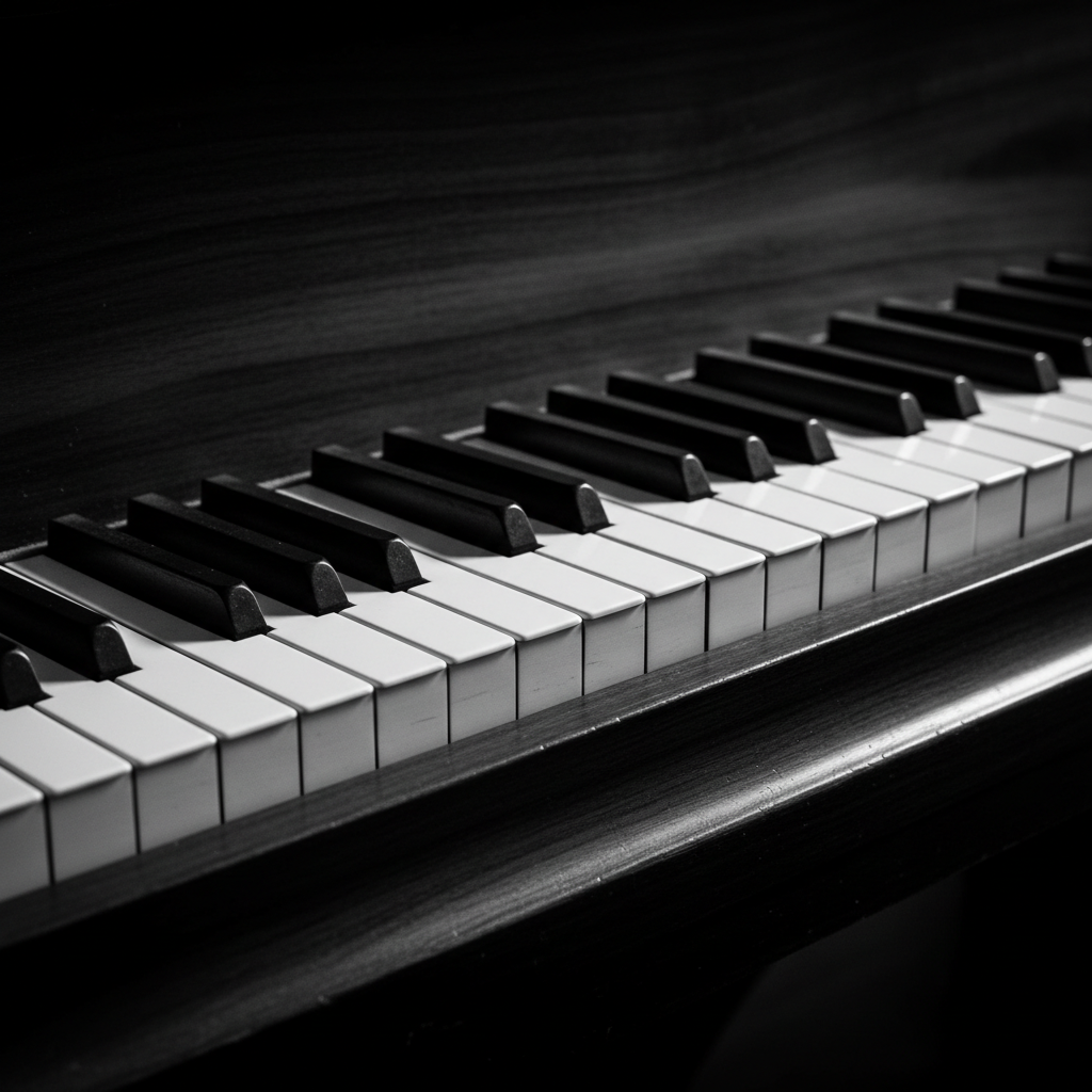 Grand piano keys close-up