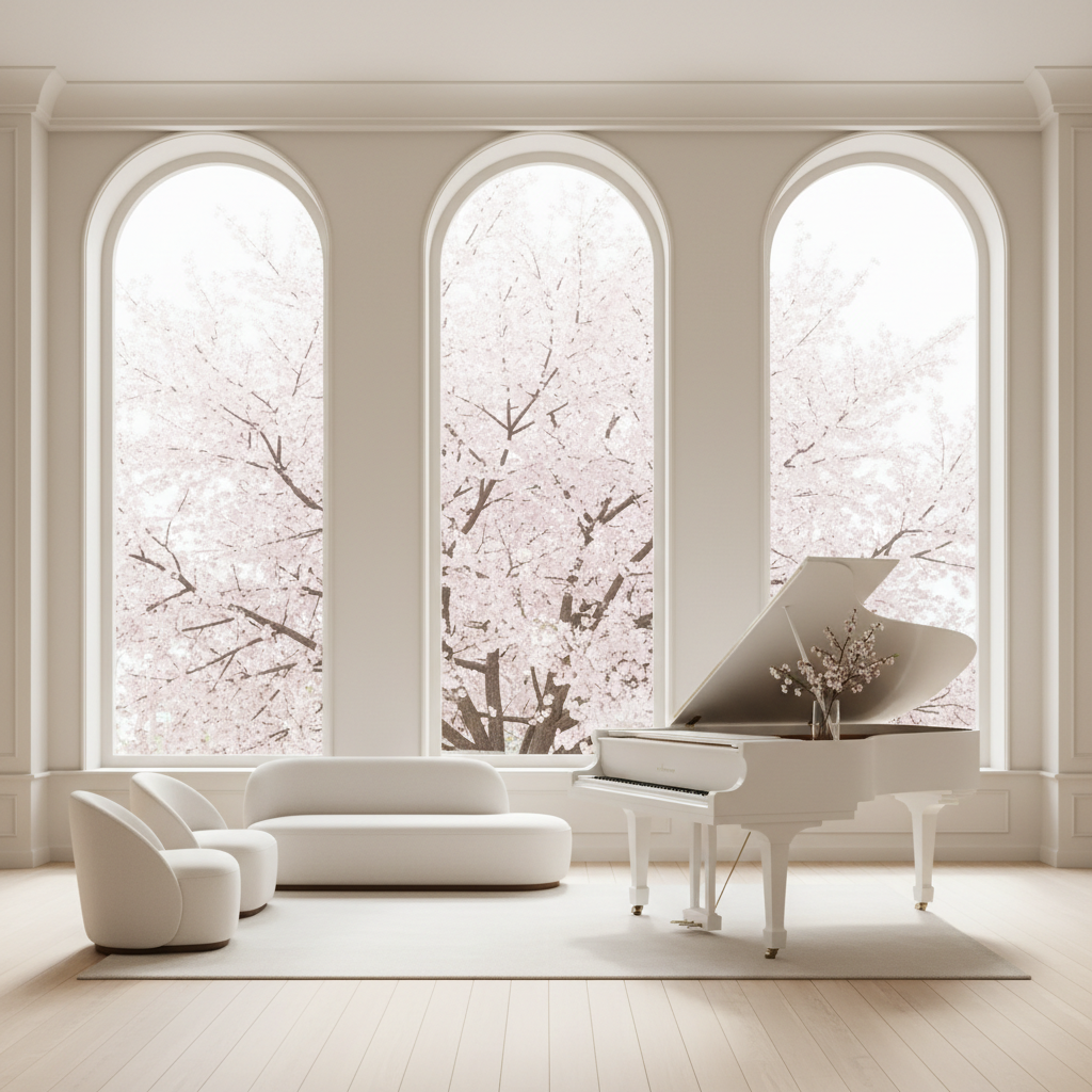 Grand piano in concert hall