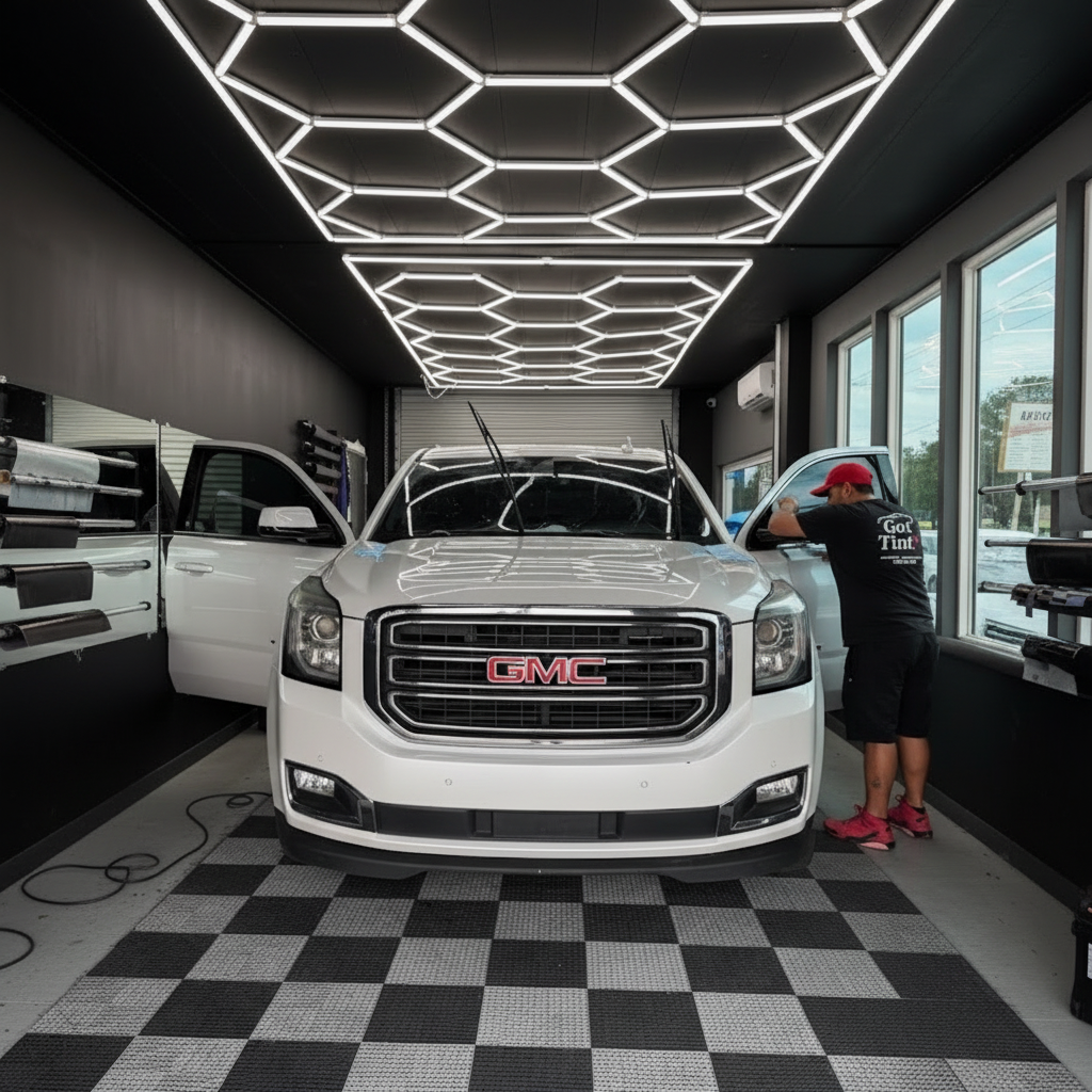 Got Tint professional workshop — precision window tint installation