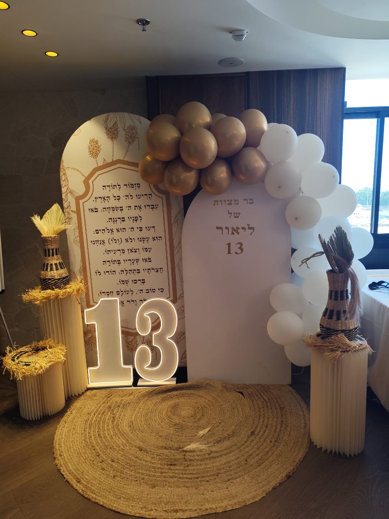 בר מצווה ליאור - קיר בלונים חופה