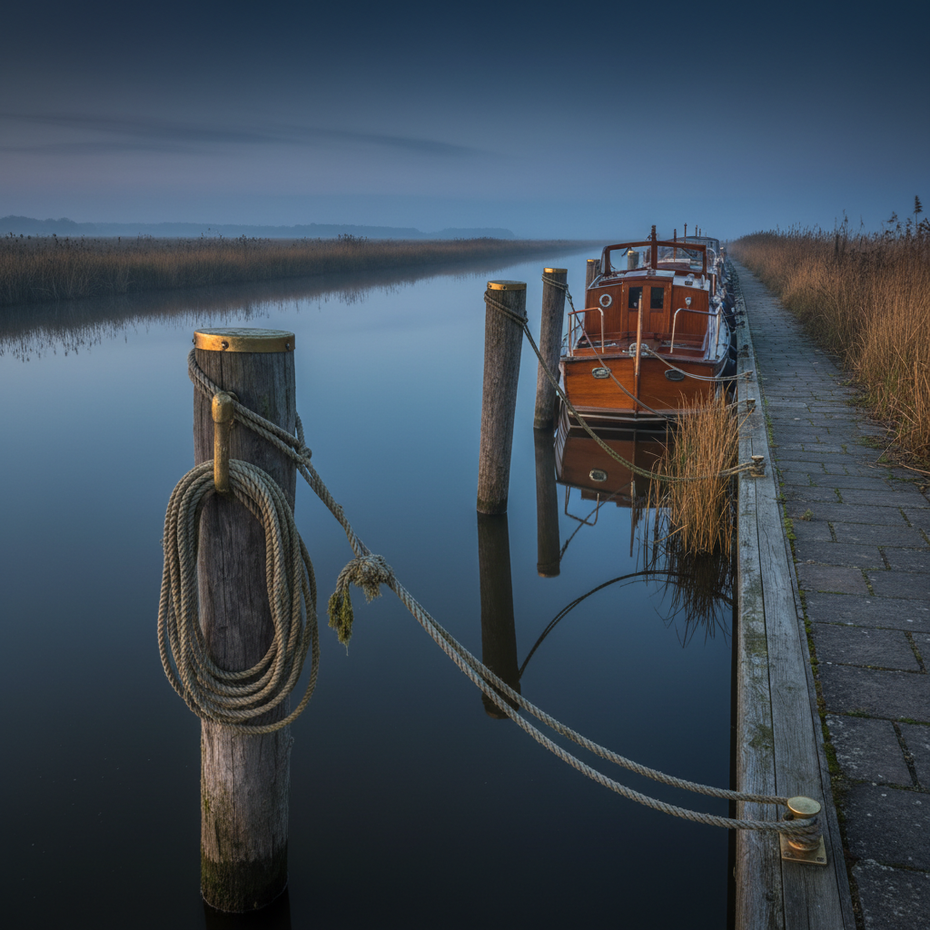 A quiet Norfolk Broads staithe with moored boats, where readers send us corrections from