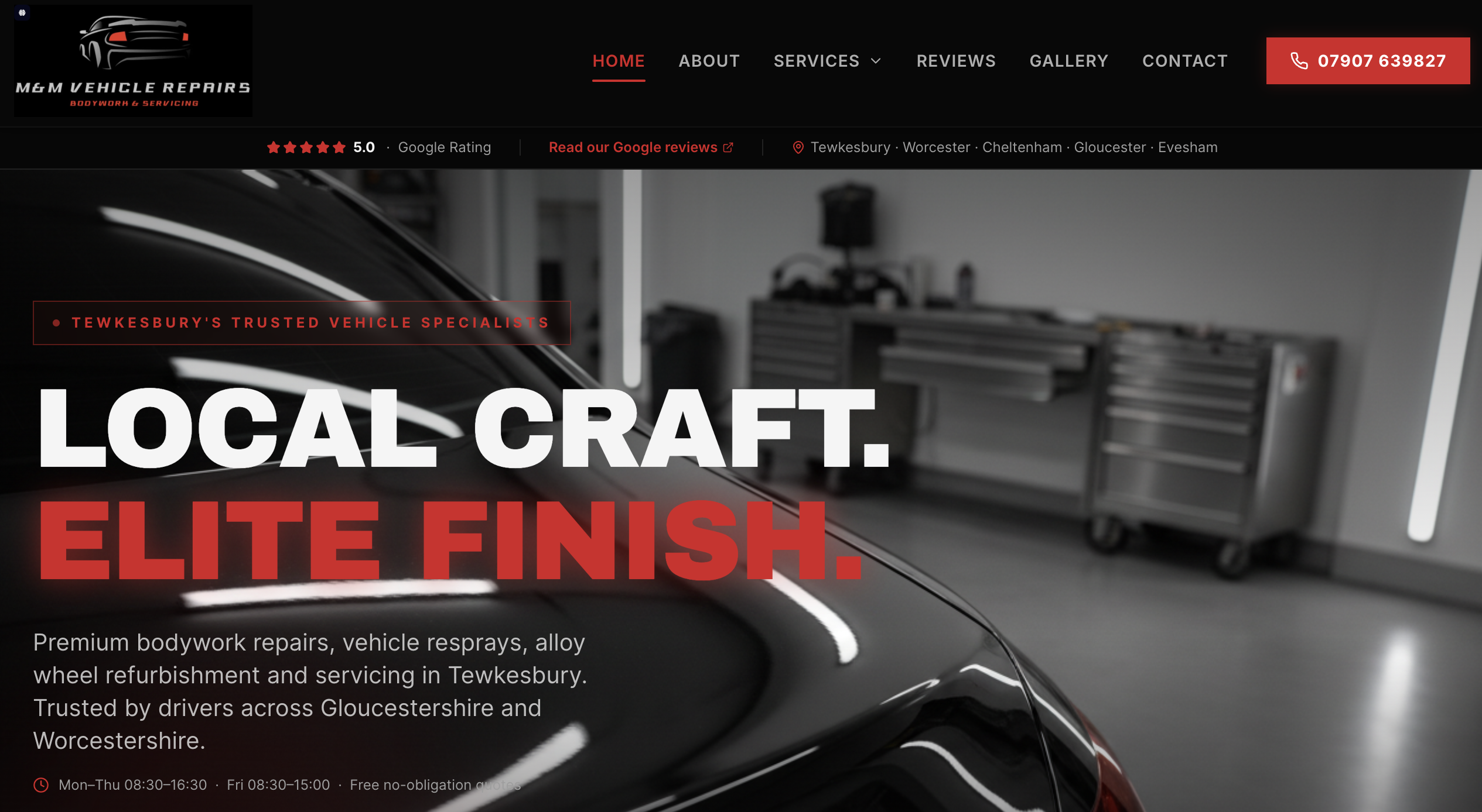 M&M Vehicle Repairs — built by City Walls Design