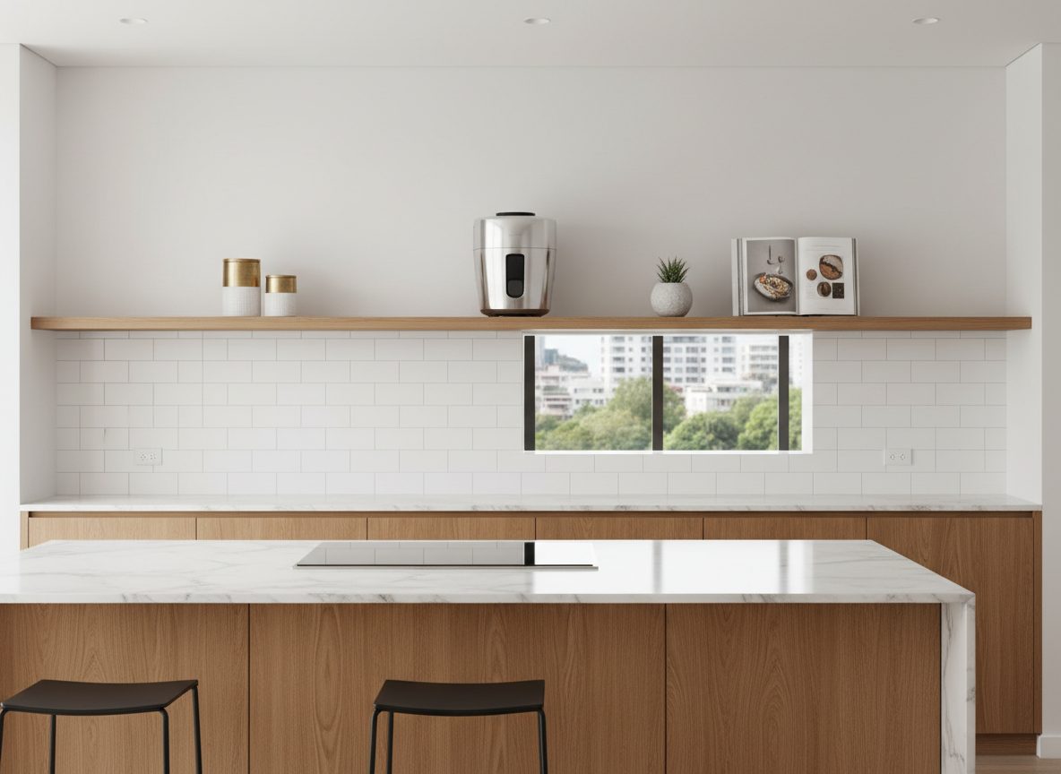 Sleek modern kitchen gadget displayed in contemporary minimalist kitchen setting
