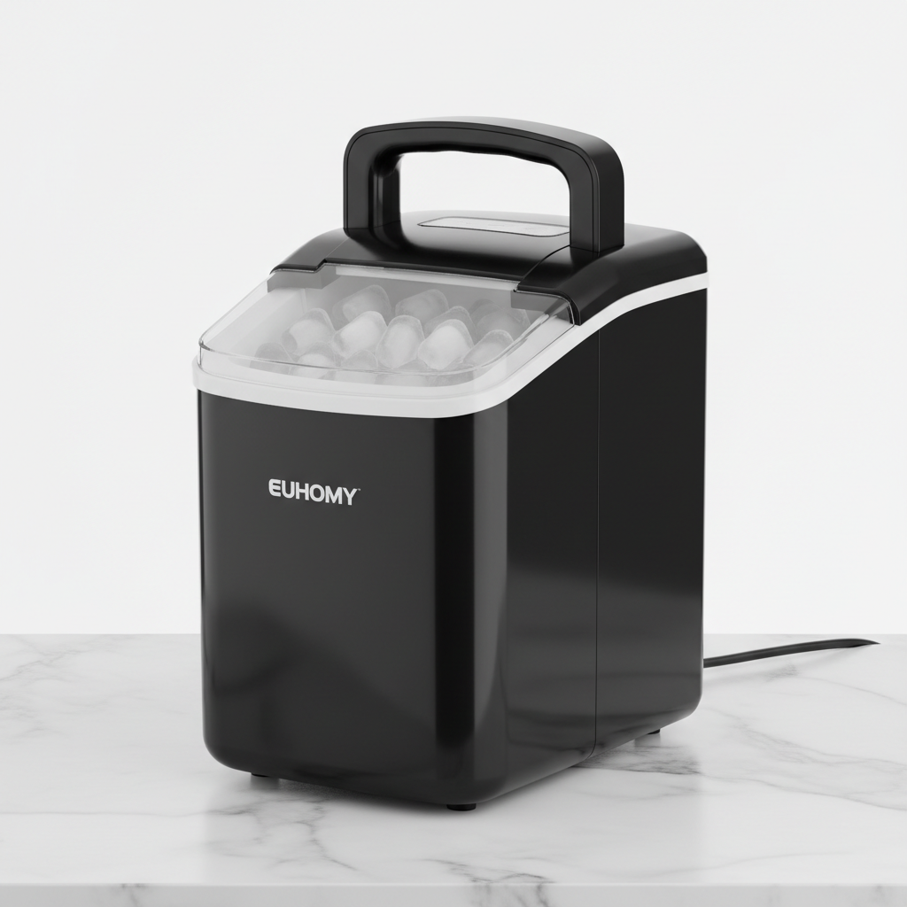 EUHOMY countertop ice maker troubleshooting on kitchen counter