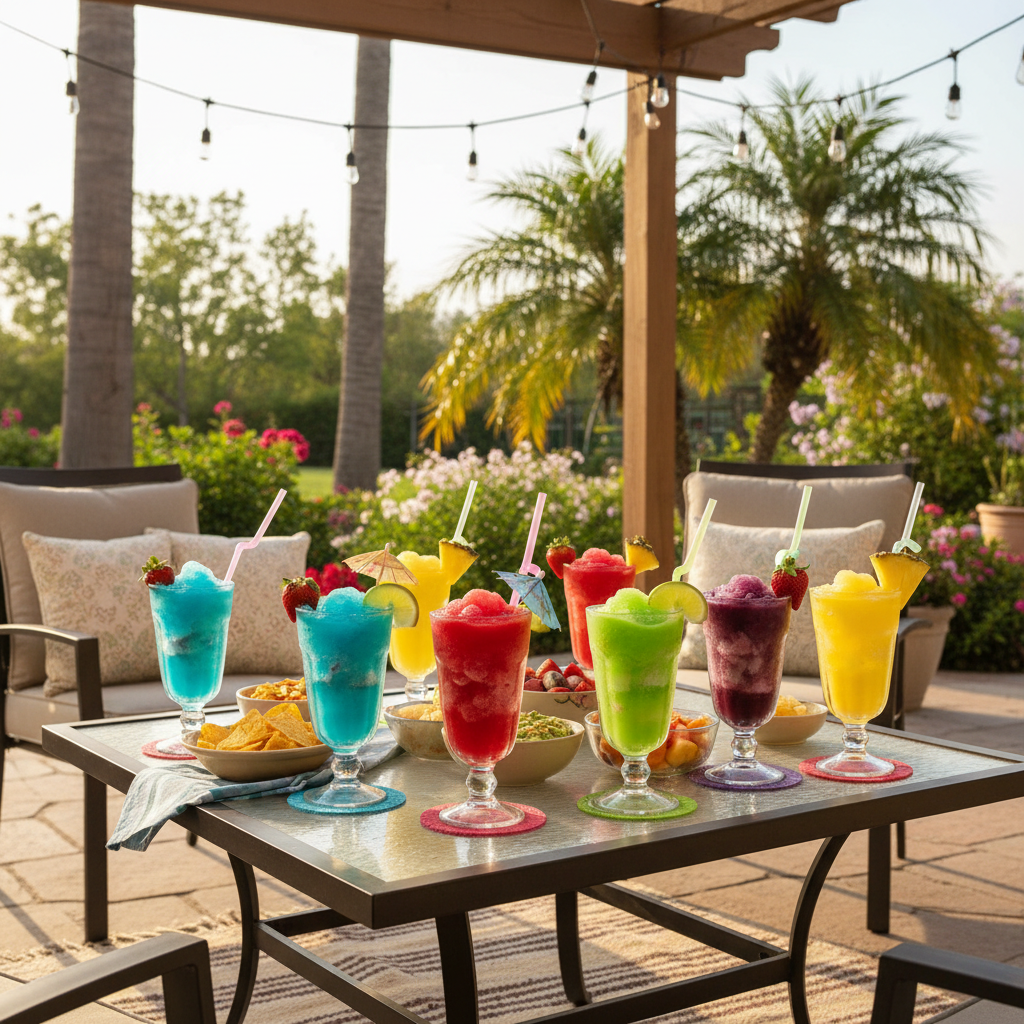 Selection of frozen drink machines on a kitchen counter