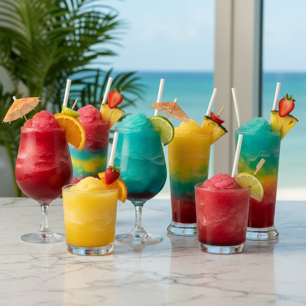 Colorful frozen slushie drinks made with Ninja SLUSHi Twist