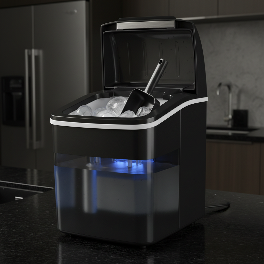 EUHOMY ice maker being cleaned on kitchen counter