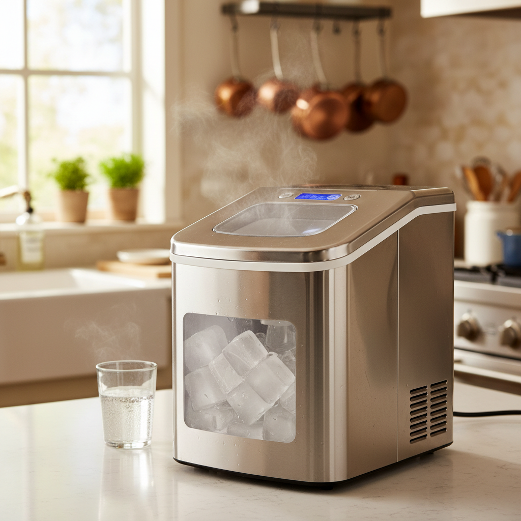 Well-maintained countertop ice maker still producing ice after years of use