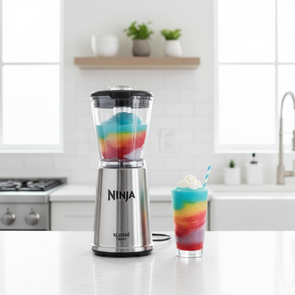 Ninja SLUSHi Twist Frozen Drink Maker on kitchen counter