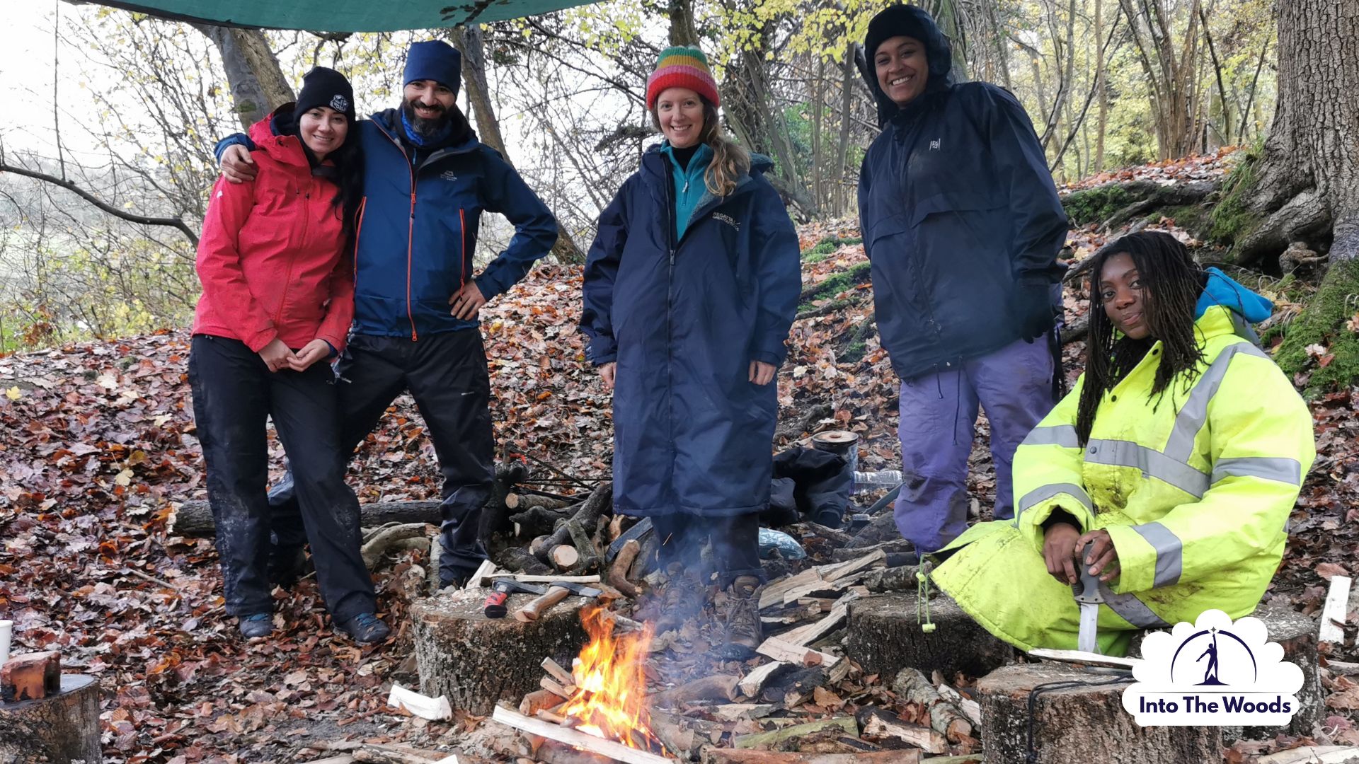 Fire Lighting Kent - instructor demonstrating ferro rod fire lighting in woodland