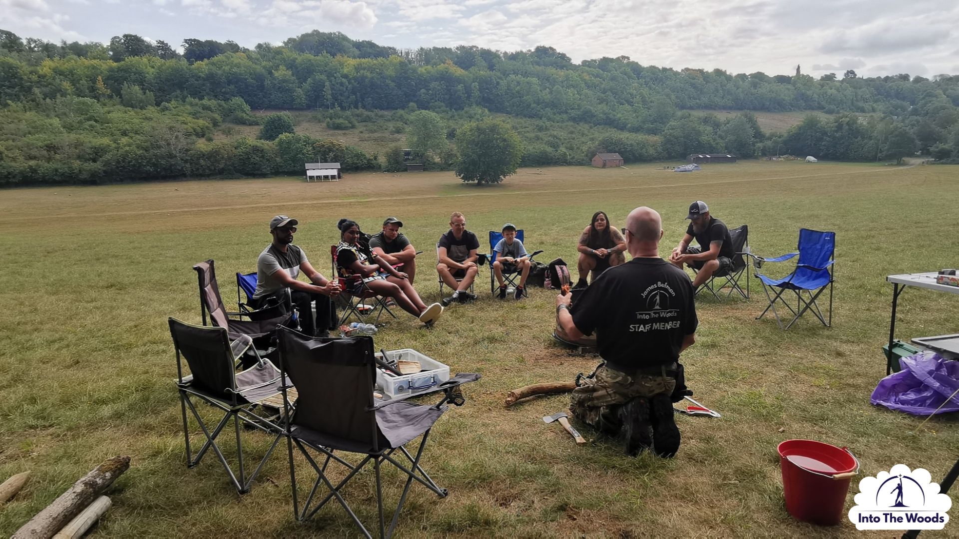 Poetry & Creative Writing team building Kent - corporate group working together in woodland