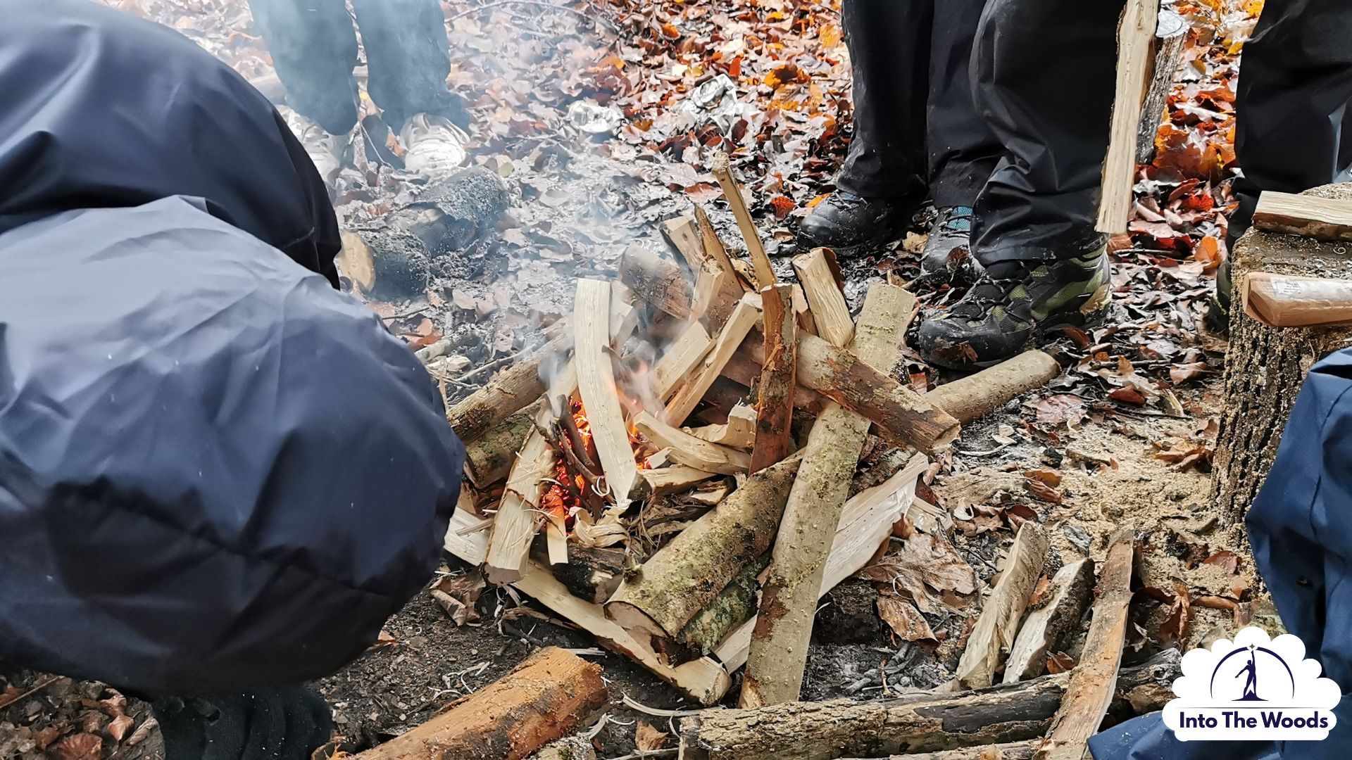 Prepping Kent - water filtration system set up in a woodland camp