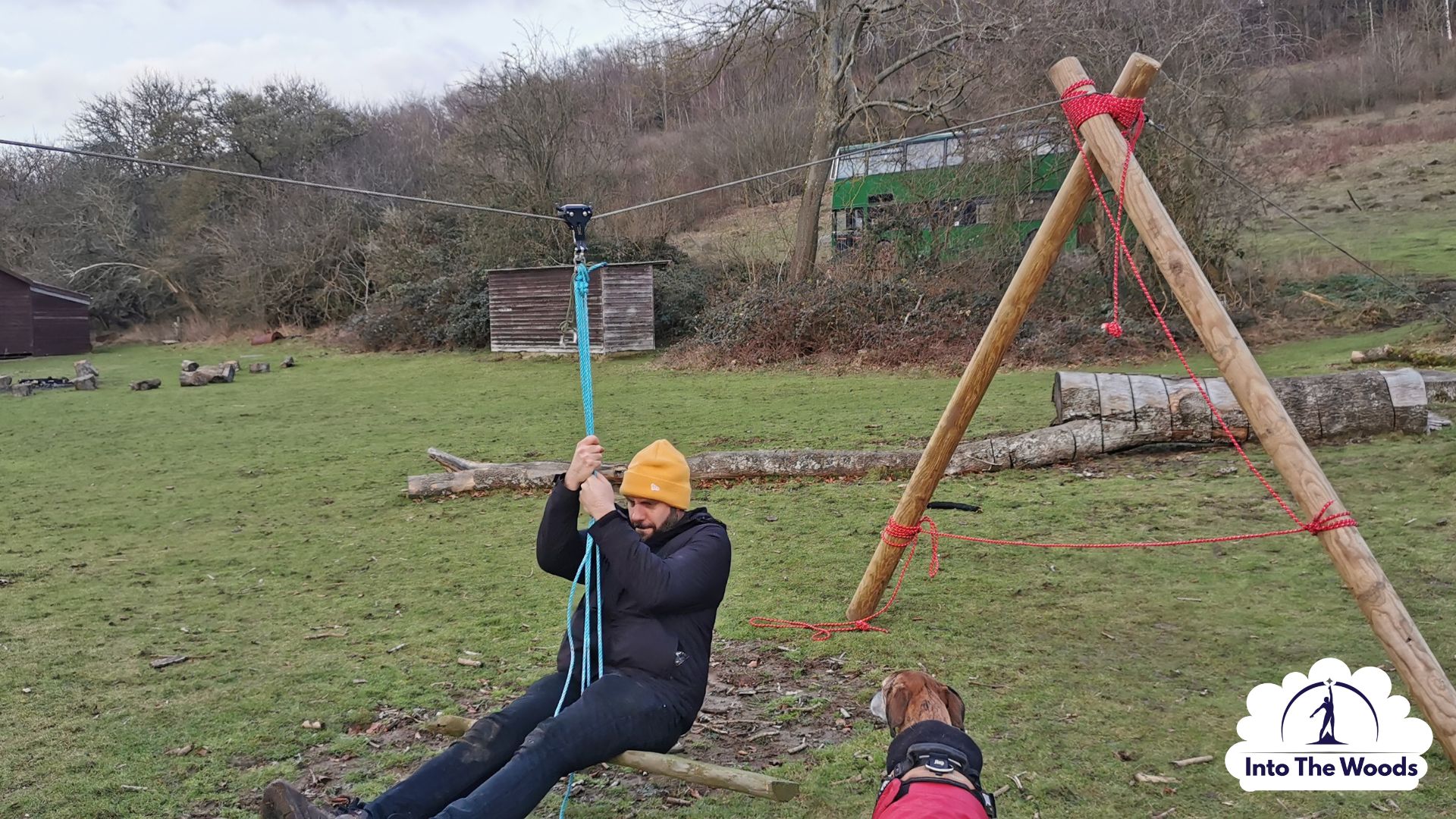 Zipline Building Kent - participants enjoying the activity in woodland