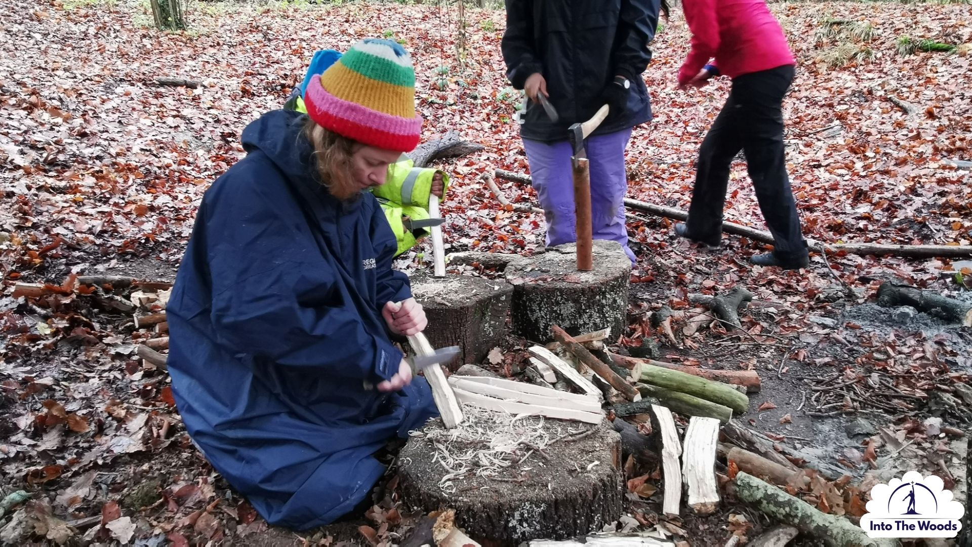 Tool Skills Kent - display of bushcraft axes, saws and knives