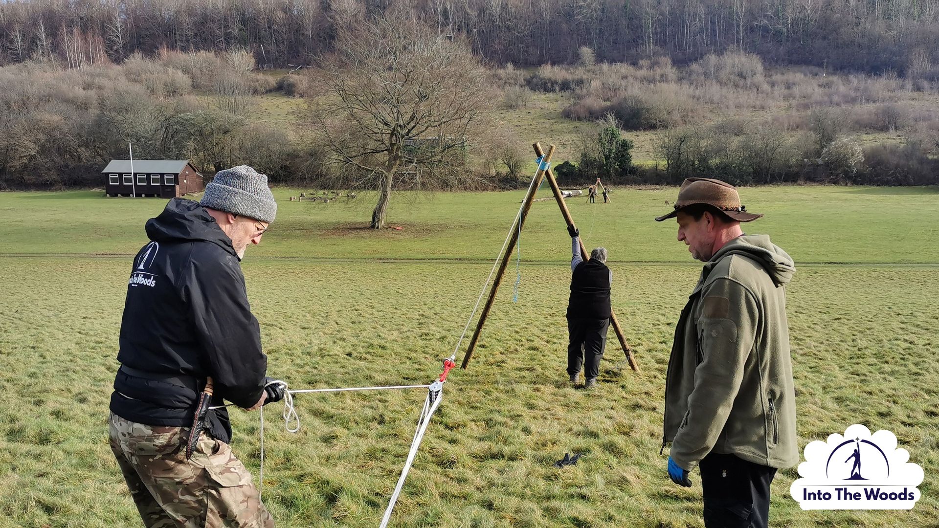 Zipline Building team building Kent - corporate group working together in woodland
