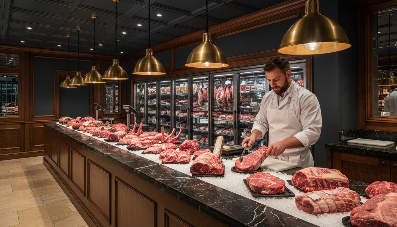 Premium fresh meat display at Stevenage Family Butchers