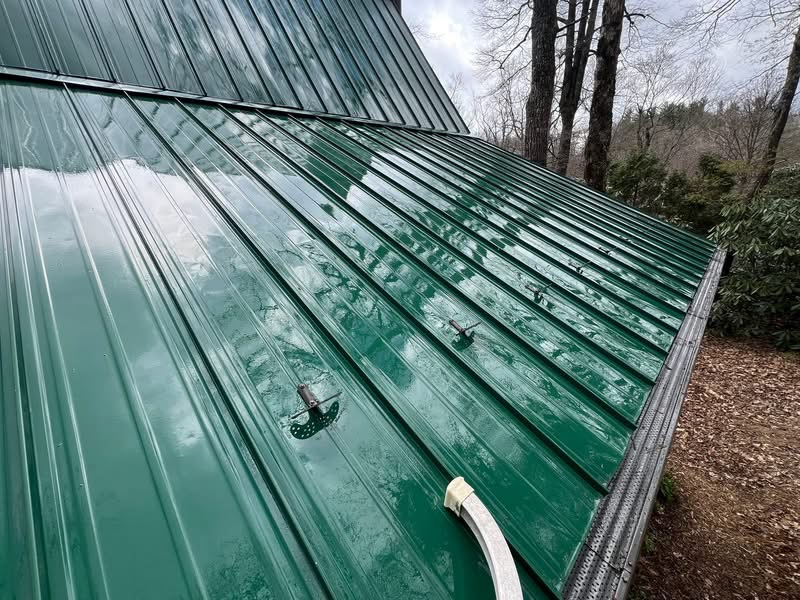 metal roof soft wash removing algae and pollen buildup after cleaning in Blowing Rock, NC