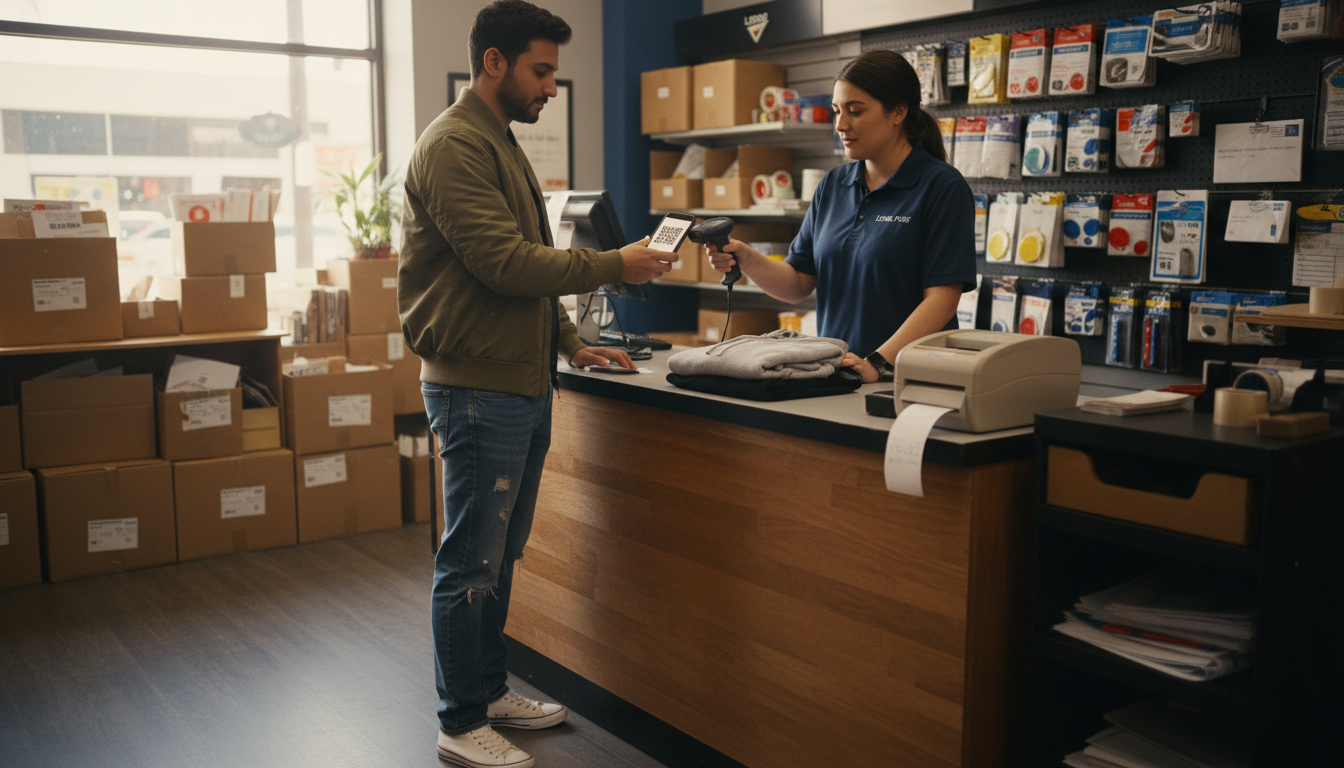 Brand retailer return drop-off counter
