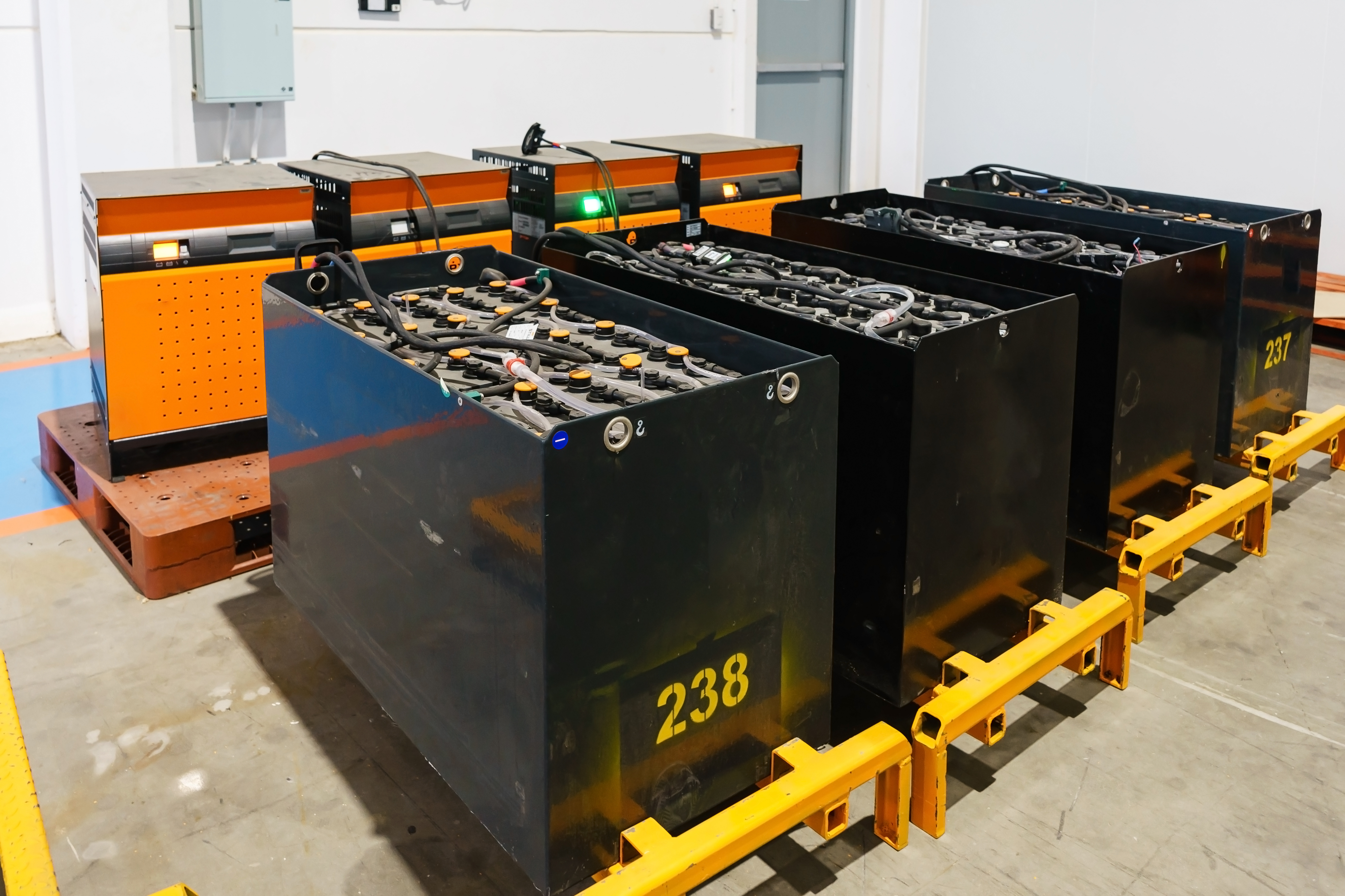 Forklift battery service and charging