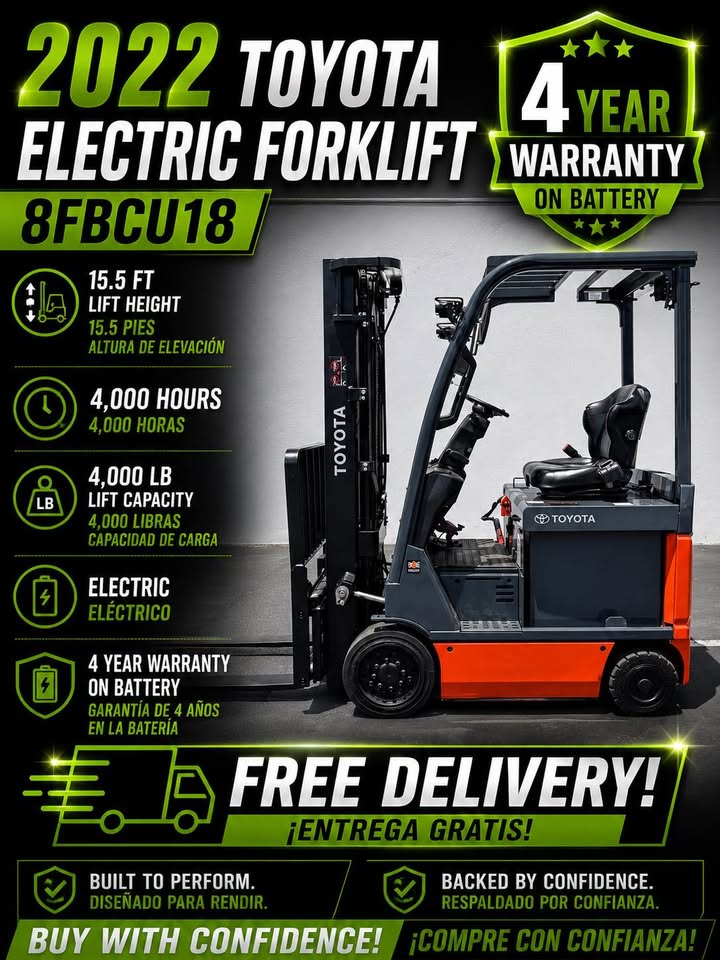 2022 Toyota 8FBCU18 Sit Down Electric Forklift - photo 1