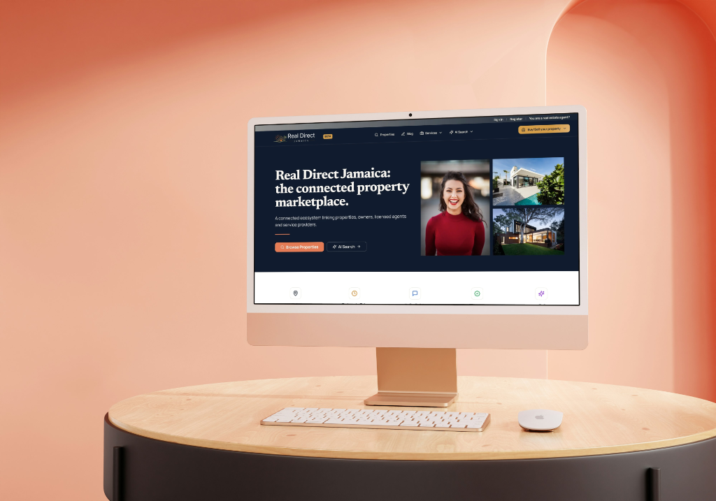 Real Direct Jamaica platform preview on a desktop